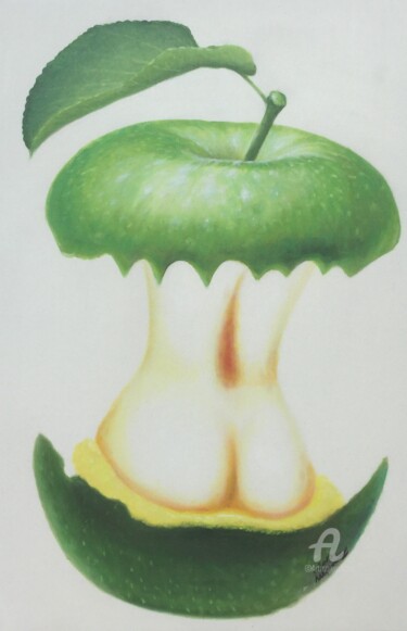 Peinture intitulée "Le fruit défendu II…" par France De Lacroix, Œuvre d'art originale, Huile Monté sur Châssis en bois