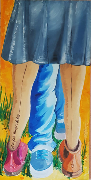 Peinture intitulée "les jambes" par France Fiedler, Œuvre d'art originale, Huile Monté sur Châssis en bois