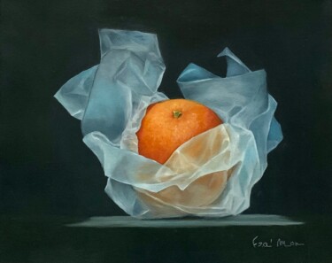 Malerei mit dem Titel "Une orange sublimée" von France Mondello, Original-Kunstwerk, Öl