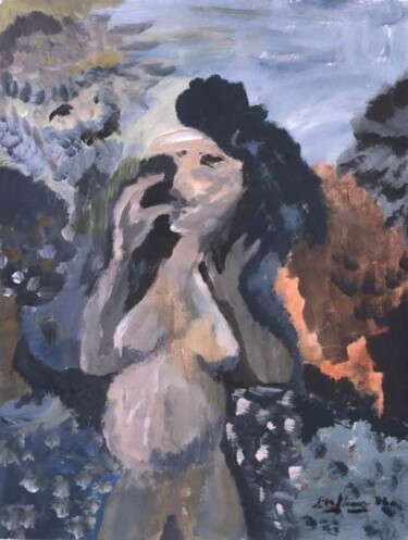 Painting titled "LA FEMME ENCEINTE" by France Quenneville, Original Artwork