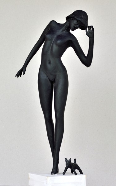 Sculptuur getiteld "Paris Black star" door André Réus, Origineel Kunstwerk, Hars