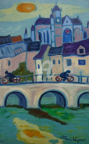 Peinture intitulée "Le pont de Moret-su…" par France Wagner, Œuvre d'art originale, Huile