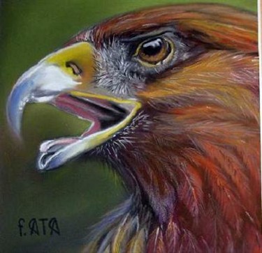 Painting titled "AIGLE" by France Ata, Original Artwork, Oil