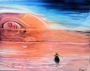 Pintura intitulada "Coucher du soleil s…" por Francesca Bravo, Obras de arte originais, Óleo