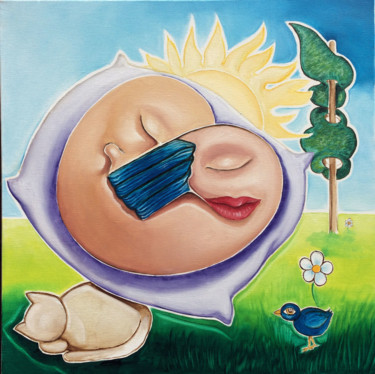 Painting titled "La sieste" by Francesca Bravo, Original Artwork, Oil