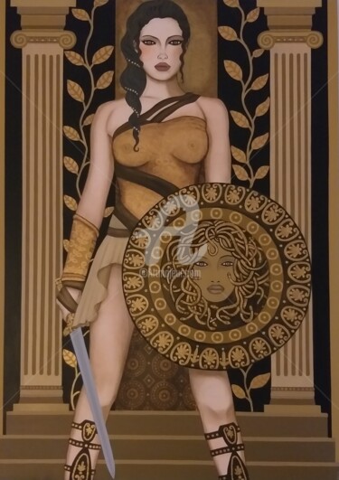 Painting titled "Antiope" by Francesca Fachechi (KEKI), Original Artwork, Acrylic Mounted on Wood Stretcher frame