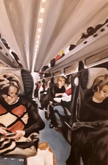 Painting titled "In treno" by Francesca Leoni, Original Artwork, Acrylic