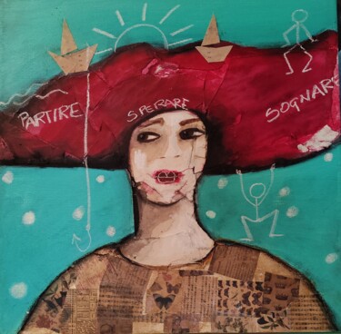 Painting titled "Donna con capelli r…" by Francesca Leoni, Original Artwork, Acrylic
