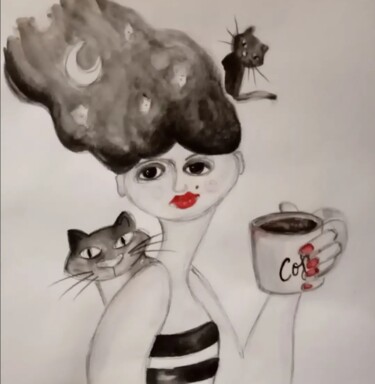 Drawing titled "Caffè" by Francesca Leoni, Original Artwork, Watercolor