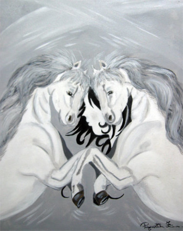 Painting titled "Cavalli" by Francesca Pagnotta, Original Artwork, Oil