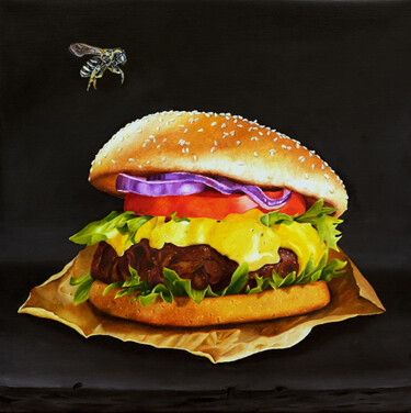 Painting titled "I like hamburgers" by Francesca Paltera, Original Artwork, Oil