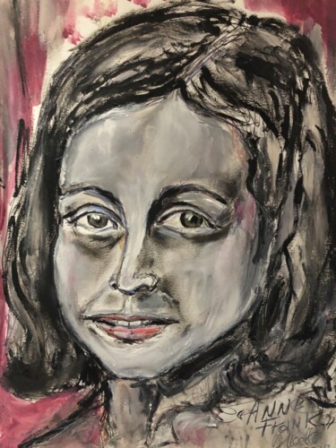 Painting titled "Anne Frank" by Francesca Paola Draetta, Original Artwork, Oil