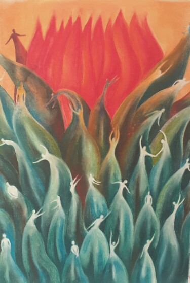 Disegno intitolato "la danza del fuoco" da Francesca Sacconi, Opera d'arte originale, Pastello