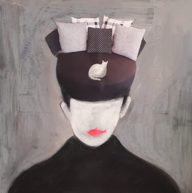Peinture intitulée "cappello per gattare" par Francesca Sacconi, Œuvre d'art originale, Tempera