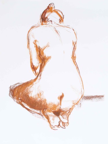 Dessin intitulée "Nu de femme - dos" par Francesca Messina, Œuvre d'art originale, Craie