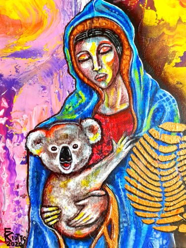 Painting titled "la grande madre" by Francesco Ciotto, Original Artwork, Acrylic Mounted on Wood Panel