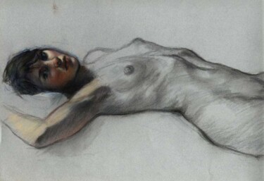 Картина под названием "Nude - unfinished" - Francesco Bortolotti, Подлинное произведение искусства, Масло