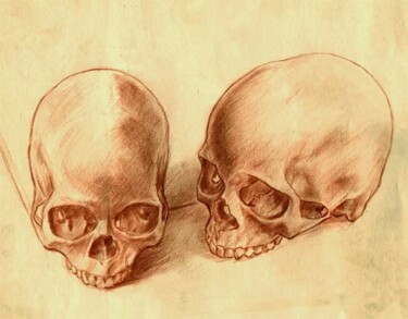 Painting titled "Skulls" by Francesco Bortolotti, Original Artwork, Oil