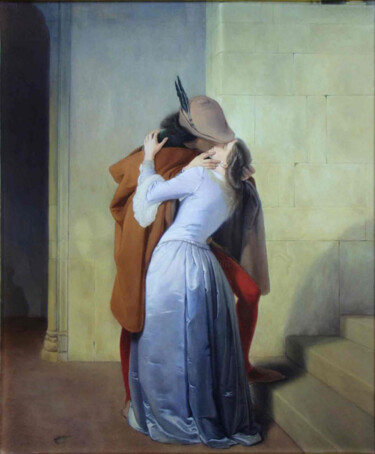 Painting titled "The kiss-Copy after…" by Francesco Bortolotti, Original Artwork, Oil