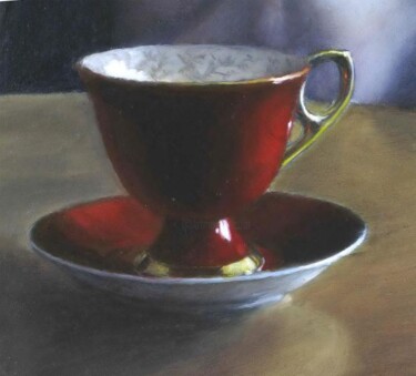 Pittura intitolato "La tazza rossa - Pa…" da Francesco Bortolotti, Opera d'arte originale, Olio