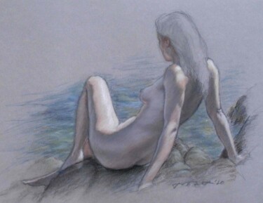 Peinture intitulée "Nudo sugli scogli" par Francesco Bortolotti, Œuvre d'art originale