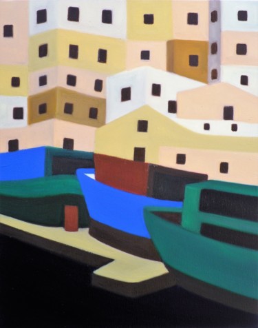 Pittura intitolato "Il porto di Sciacca…" da Francesco Cagnato, Opera d'arte originale, Olio