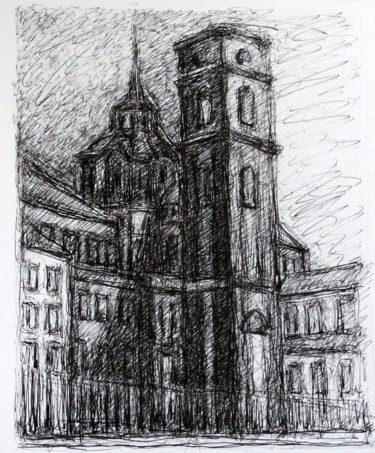 Desenho intitulada "Il duomo di Torino-…" por Francesco Cagnato, Obras de arte originais, Tinta