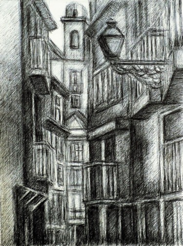 Drawing titled "Lisbona Sao Rafael" by Francesco Cagnato, Original Artwork, Ballpoint pen