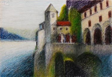 Dessin intitulée "L'eremo-The Hermita…" par Francesco Cagnato, Œuvre d'art originale, Pastel