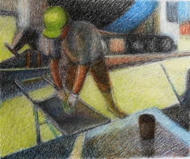 Drawing titled "Il manovale-The lab…" by Francesco Cagnato, Original Artwork, Pastel