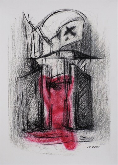 Tekening getiteld "Civilian casualties…" door Francesco Cagnato, Origineel Kunstwerk, Inkt