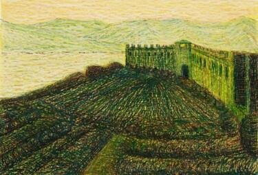 Rysunek zatytułowany „La rocca di Angera-…” autorstwa Francesco Cagnato, Oryginalna praca, Pastel