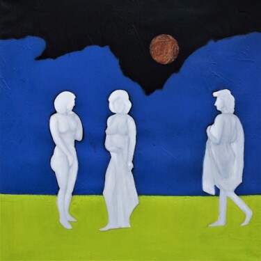 Pittura intitolato "Sotto una luna bene…" da Francesco Cagnato, Opera d'arte originale, Olio