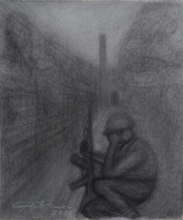 Рисунок под названием "Giorno della memori…" - Francesco Cagnato, Подлинное произведение искусства, Древесный уголь