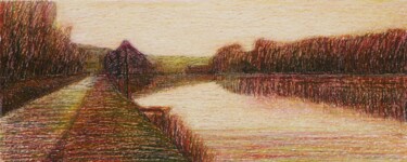 Рисунок под названием "Il fiume Adda nei p…" - Francesco Cagnato, Подлинное произведение искусства, Пастель