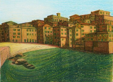 图画 标题为“Genova boccadasse” 由Francesco Cagnato, 原创艺术品, 粉彩