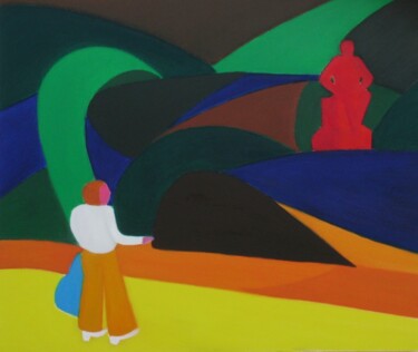 Malerei mit dem Titel "A sera nel parco-In…" von Francesco Cagnato, Original-Kunstwerk, Öl