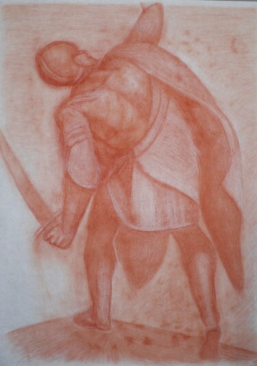 Рисунок под названием "Il legionario-The l…" - Francesco Cagnato, Подлинное произведение искусства, Древесный уголь