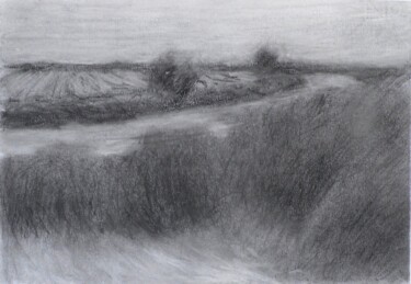 Drawing titled "Fiume-River" by Francesco Cagnato, Original Artwork, Charcoal