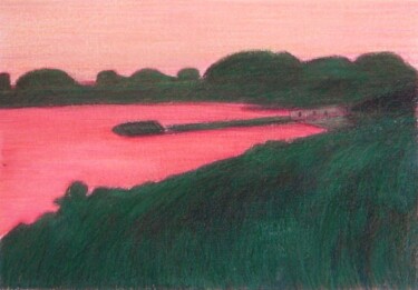 Drawing titled "Baia al tramonto" by Francesco Cagnato, Original Artwork, Wax