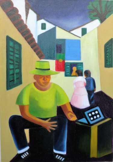 Peinture intitulée "L'intagliatore di m…" par Francesco Cagnato, Œuvre d'art originale, Huile