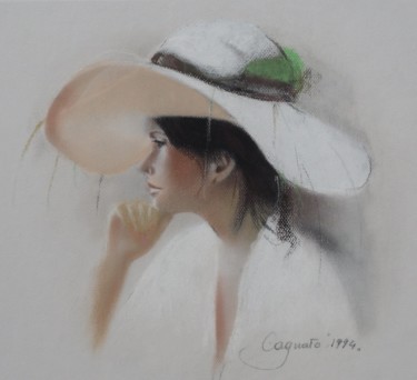 Dessin intitulée "Ritratto di donna c…" par Francesco Cagnato, Œuvre d'art originale, Pastel Monté sur Carton