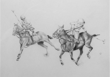 Dibujo titulada "I giocatori di polo" por Francesco Cagnato, Obra de arte original, Lápiz