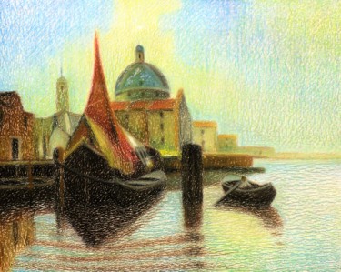 Painting titled "Amsterdam, porto ve…" by Francesco Cagnato, Original Artwork, Oil