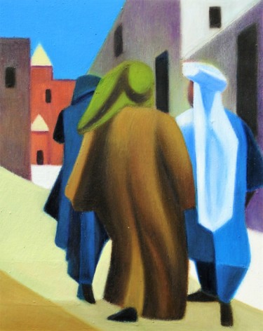 Painting titled "Ingresso in città" by Francesco Cagnato, Original Artwork, Oil