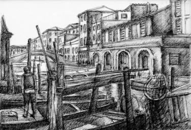 Drawing titled "Murano 1" by Francesco Cagnato, Original Artwork, Ballpoint pen