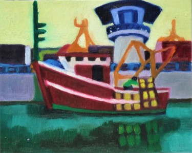 Painting titled "La chiusa di Honfle…" by Francesco Cagnato, Original Artwork, Oil Mounted on Cardboard