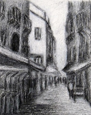 Disegno intitolato "Il mercato Ballaro'…" da Francesco Cagnato, Opera d'arte originale, Pastello