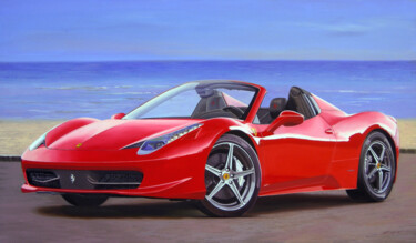 绘画 标题为“"Ferrari 458"” 由Francesco Capello, 原创艺术品, 油 安装在木质担架架上
