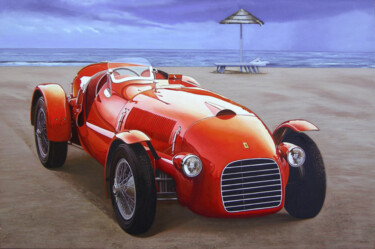 Painting titled "Ferrari166 spyder c…" by Francesco Capello, Original Artwork, Oil Mounted on Wood Stretcher frame